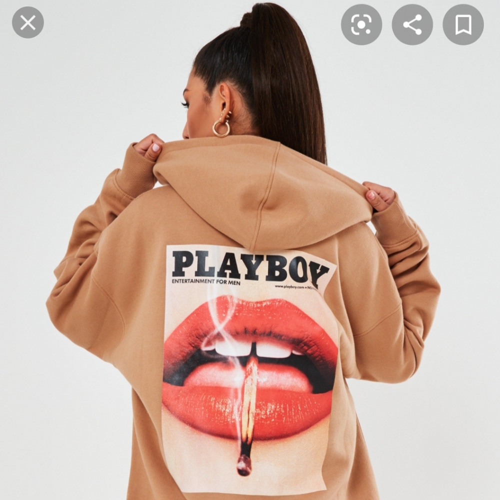 TAN NUDE PLAYBOY X MISSGUIDED HOODIE